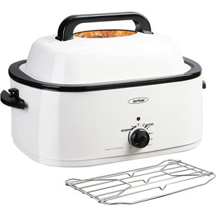 Easy Insertion and Removal of Hot Foods Nesco 22-Pound White Turkey Roaster Oven with Handles for Safe 