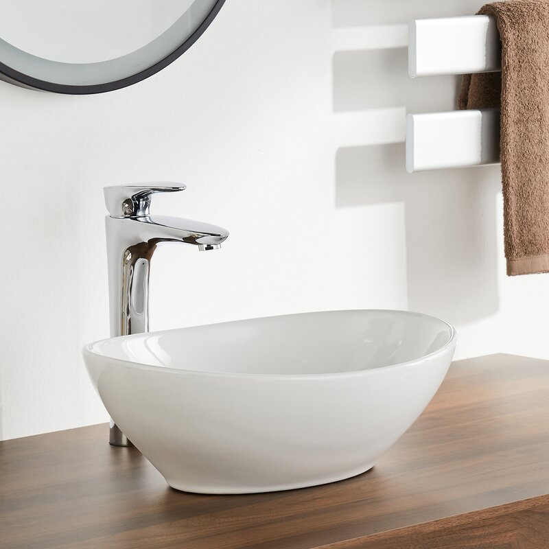 DeerValley White Ceramic Oval Vessel Bathroom Sink & Reviews | Wayfair