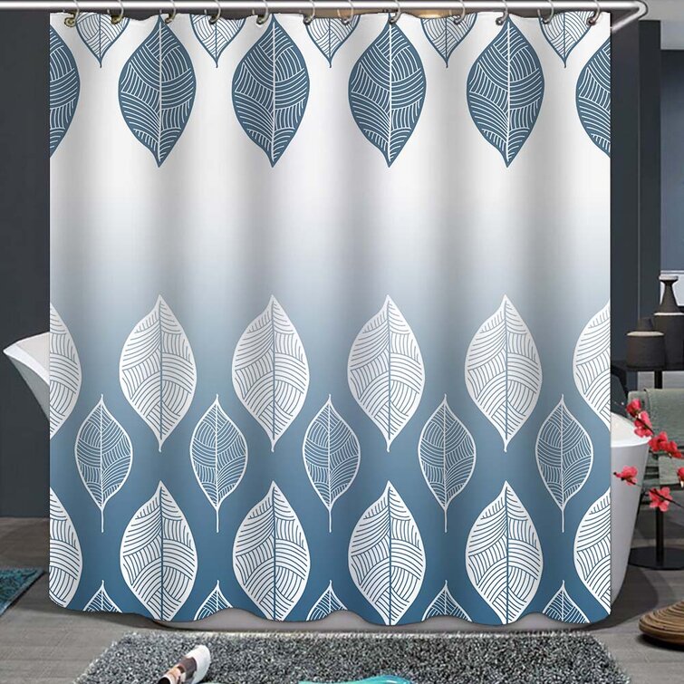 Yellow To Blue Gradient Waterproof Shower Curtain 12 Hooks Bathroom Fabric Sets