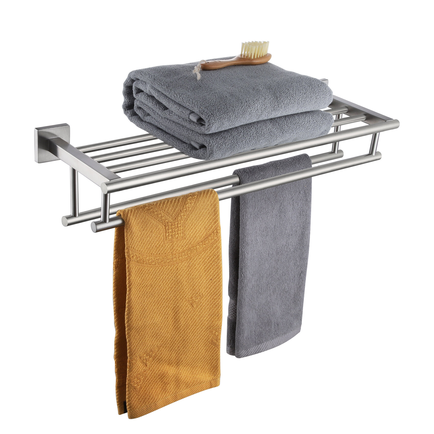 Towel Rack Space-Saving Wall-Mounted Bathroom Three-Layer Rack Complete Multifunctional 304 Stainless Steel Bathroom Rack 