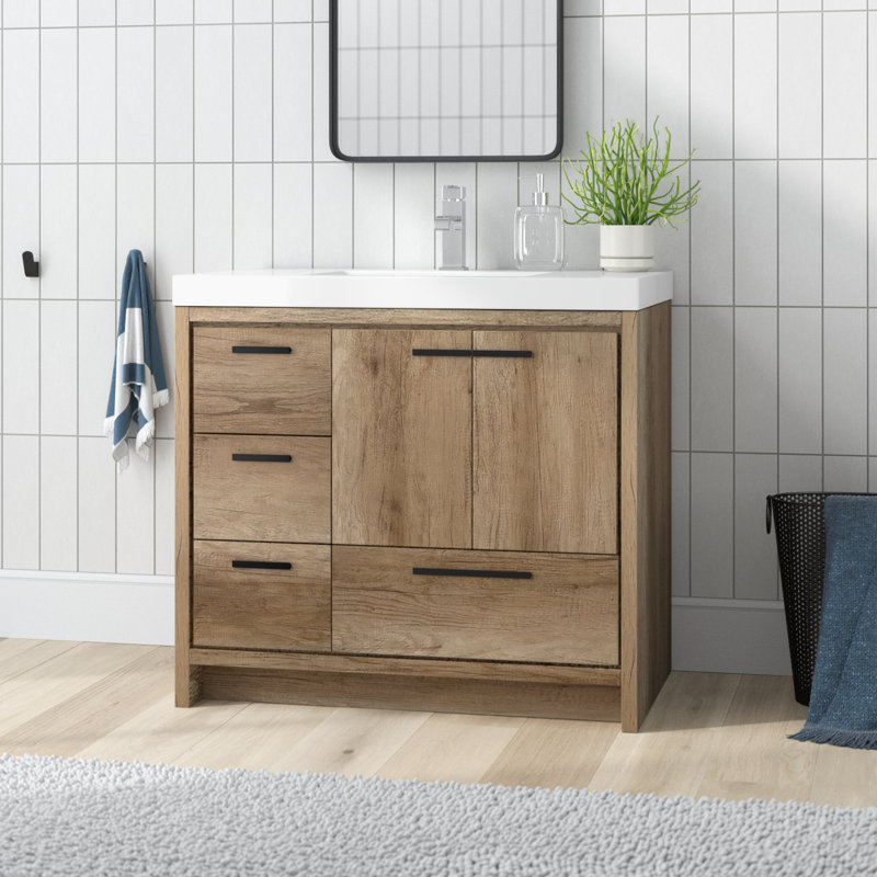 Albers 36" W x 22" D x 34" H Single Bathroom Vanity Base Finish: Natural Oak