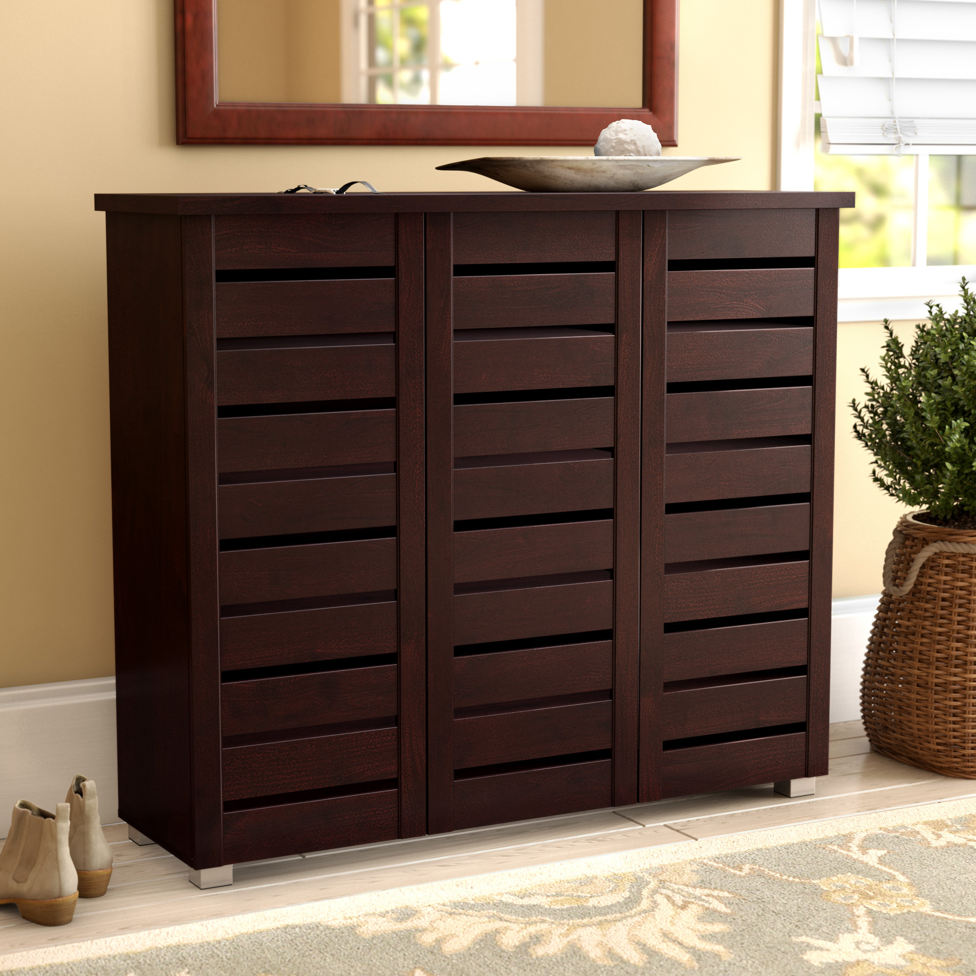 Darby Home Co 20 Pair Slatted Shoe Storage  Cabinet 