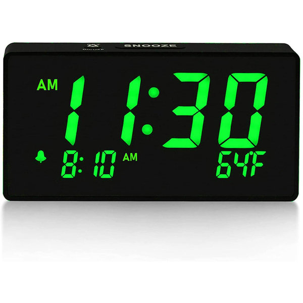Bedside Digital LED Snooze Alarm Clock Large Display LCD Electronic Night Glow M 