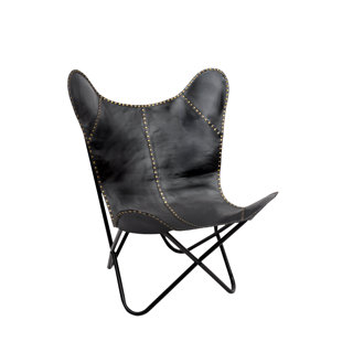 Go to store & view more images Fashion N You by Horizon Interseas Safari Leather Riveted Butterfly Lounge Chair