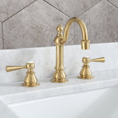 High Arc Torch Widespread Bathroom Faucet with Drain Assembly