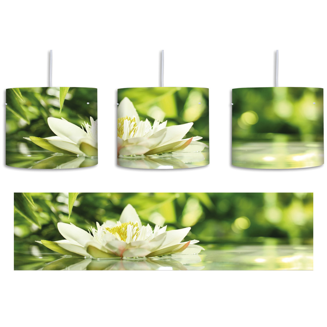 Trommel-Pendelleuchte 1-flammig Weiße Seerose im Wasser Wellness