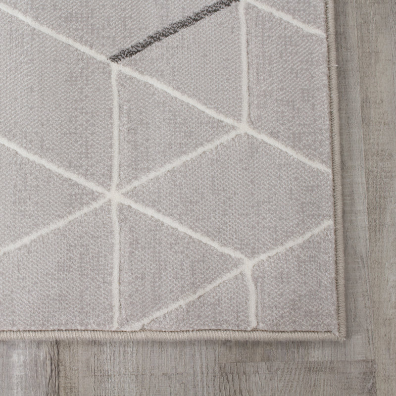Novelle Home Intrepid Hexagon Lines Power Loomed Gray Area Rug