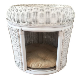 Meghan Pets Rattan Wicker House Hooded Dog Bed
