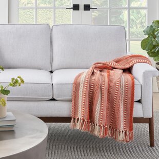 Cotton Knitted Variegated Throw Rug Couch Lounge Sofa Blanket Car Travel Grey 