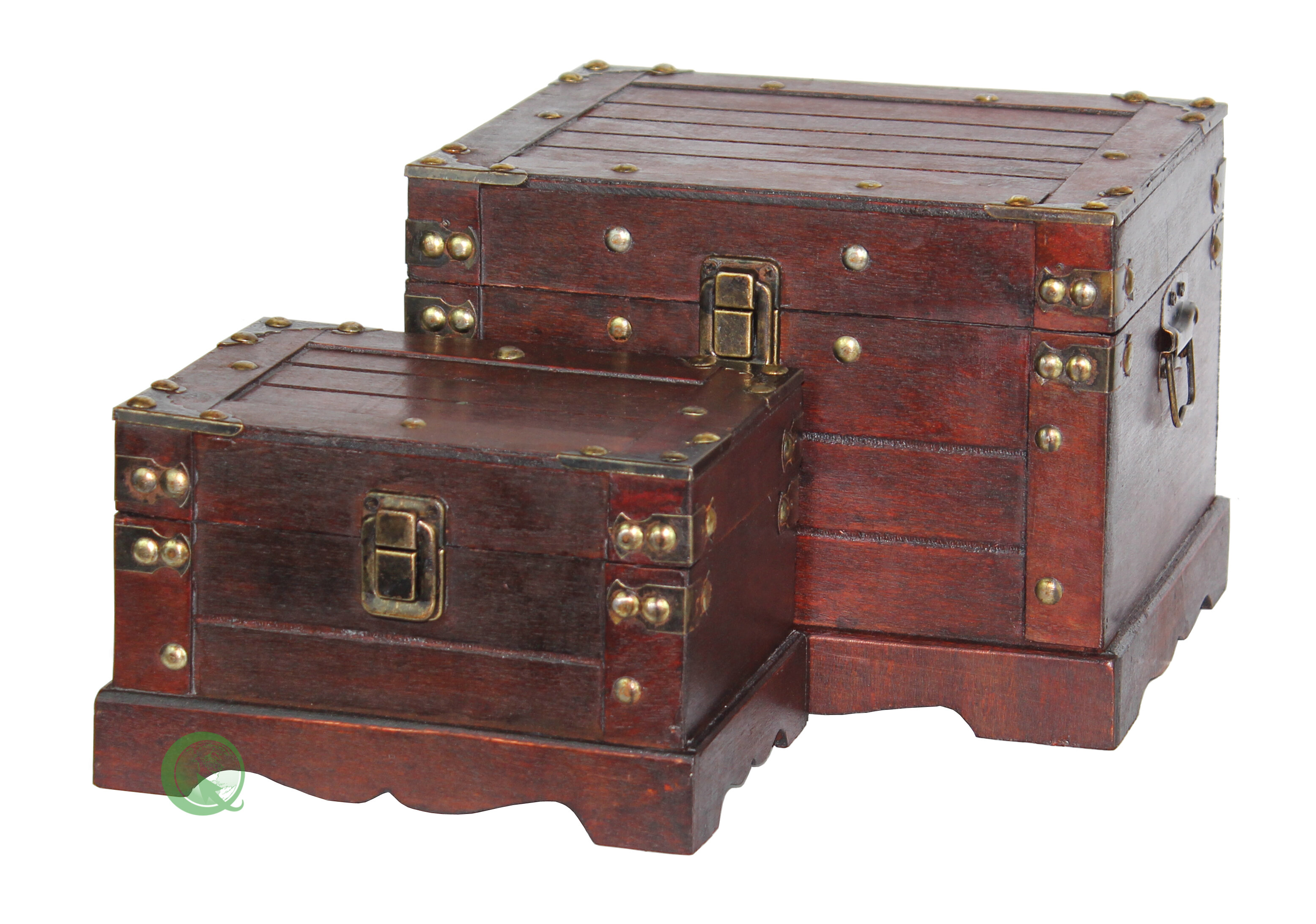 Quickway Imports 2 Piece Old Style Wooden Chest Set Wayfair