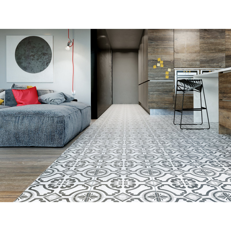 Interceramic Cementine 16 X 16 Ceramic Field Tile In Contrast