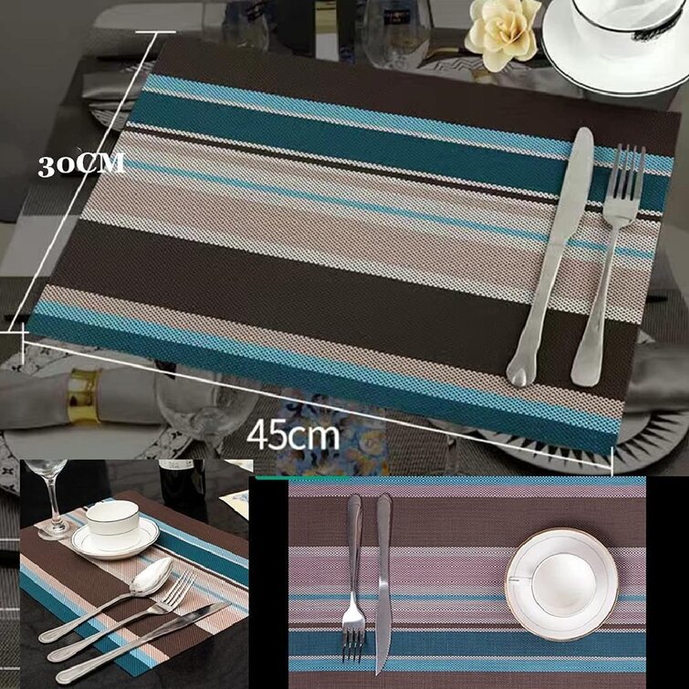 4pcs PVC Placemat Set Non-Slip Heat Insulation Dining Table Place Mat 11.8*17.7" 