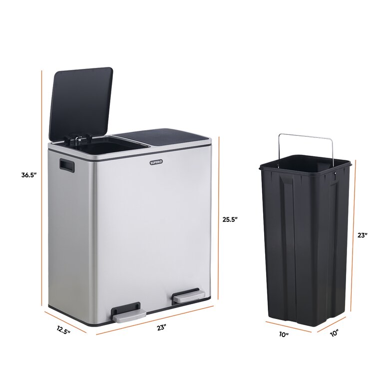 2-in-1 Multi Compartment Pedal Bin Recycle Rubbish Waste Stainless Steel