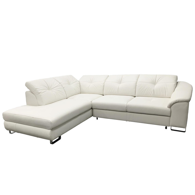 Orren Ellis Hannahs 110 Genuine Leather Sleeper Sofa Chaise