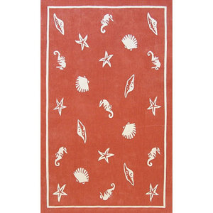 Beach Rug Coral Shells and Seahorses Novelty Rug