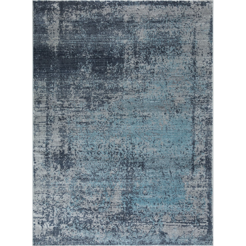 Williston Forge Louisburg Abstract Soft And Plush Gray Blue Area