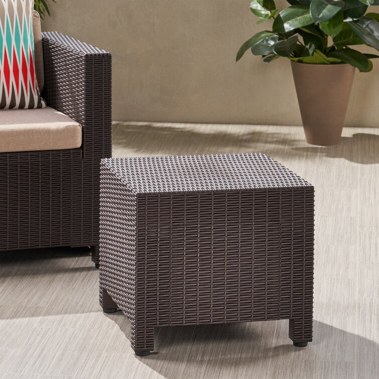 dark rattan side table