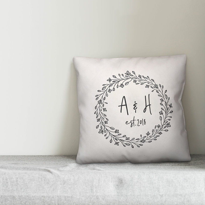 Charlton Home Harting Wreath Personalized Outdoor Throw Pillow Wayfair