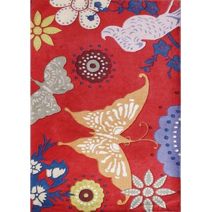 New Zealand Handmade Red Area Rug