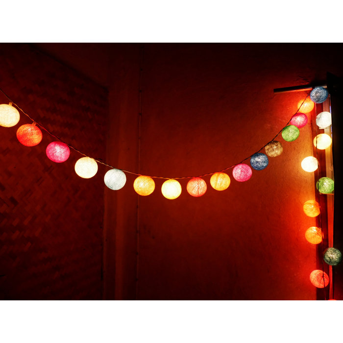 The Party Aisle Oxyled Cotton Ball Light Plug In String Light