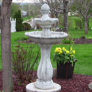 Resin Solar 2 Tier Arcade on Demand Fountain with LED Light
