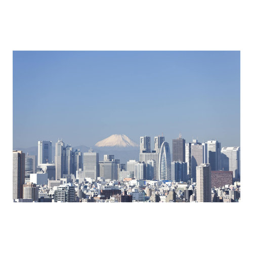 Tokyo in Front of Fuji 2.25m x 3.36m Textured Matte Peel & Stick Wall Mural East Urban Home