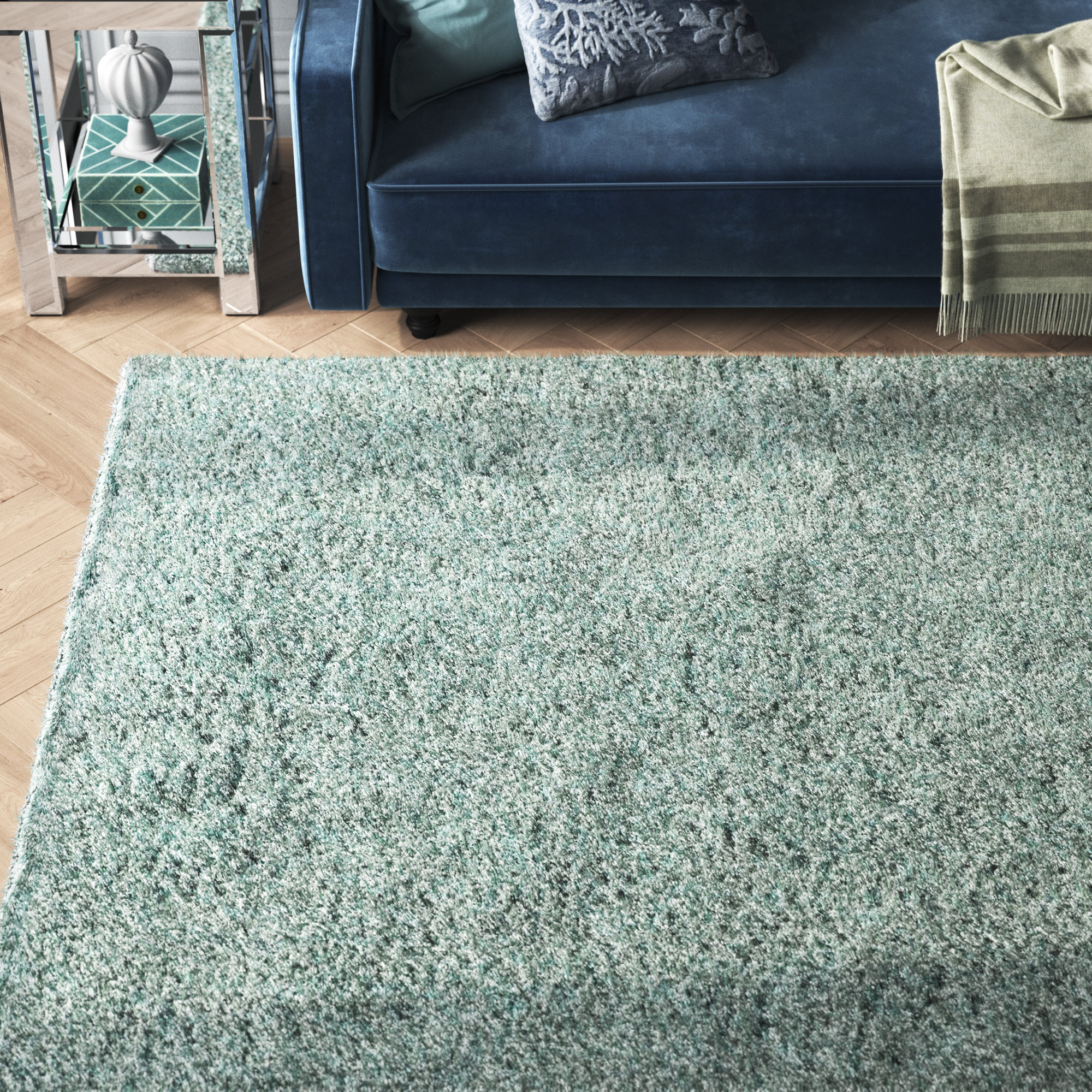 House Of Hampton Desdemona Handmade Tufted Aqua Area Rug Wayfair