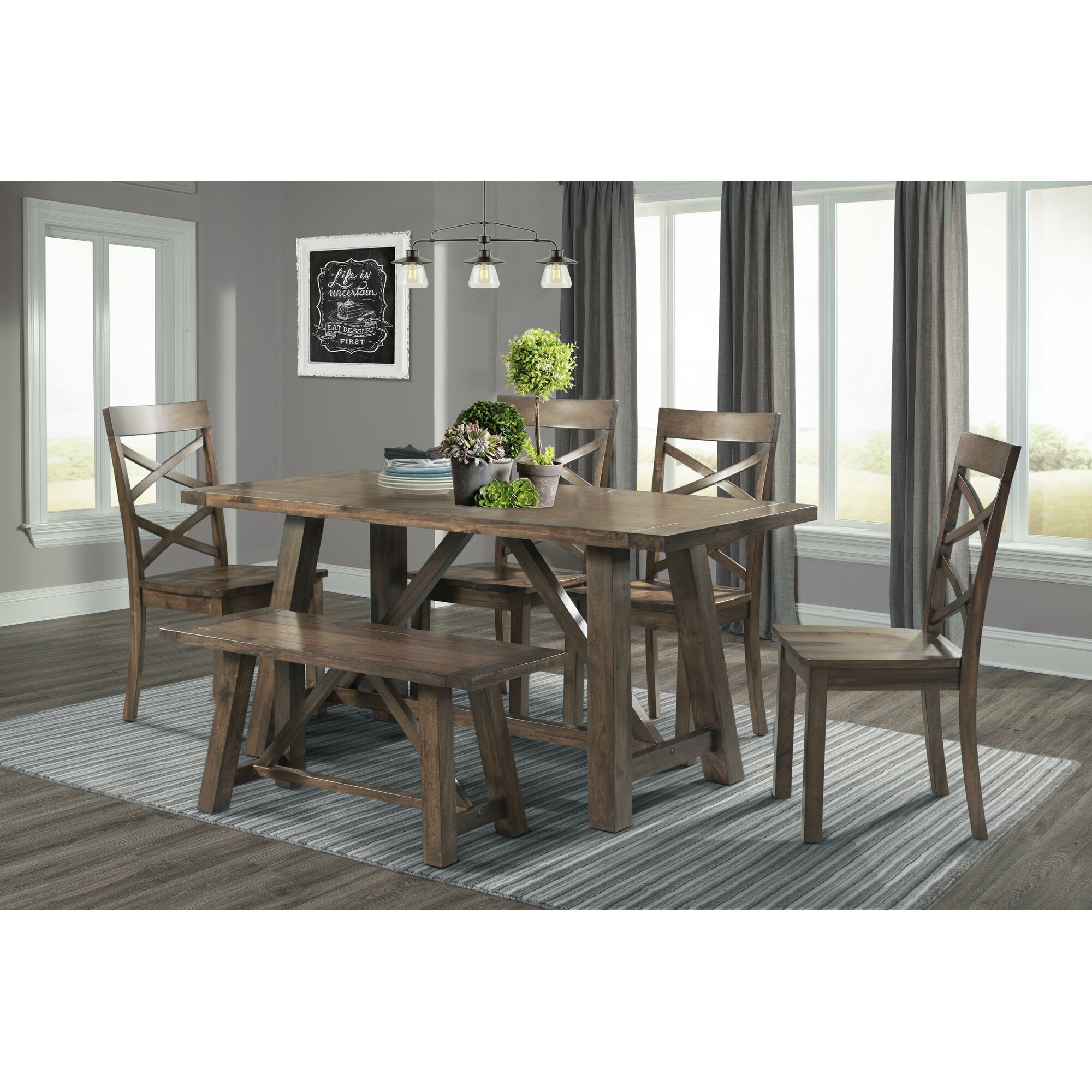 Bailee 6 Piece Solid Wood Dining Set