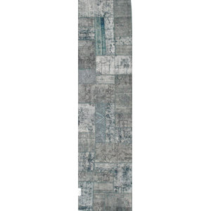 Patchwork Hand Knotted Wool Gray Area Rug
