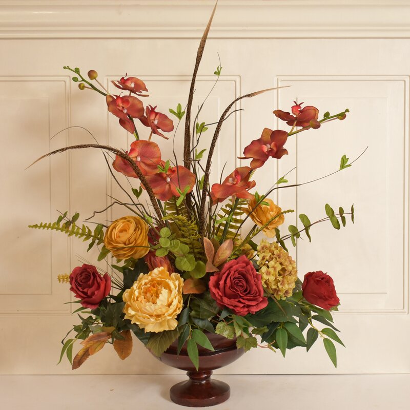 Floral Home Decor Silk Flower Floral Arrangement | Wayfair