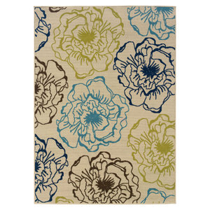 Newfield Ivory/Blue Indoor/Outdoor Area Rug