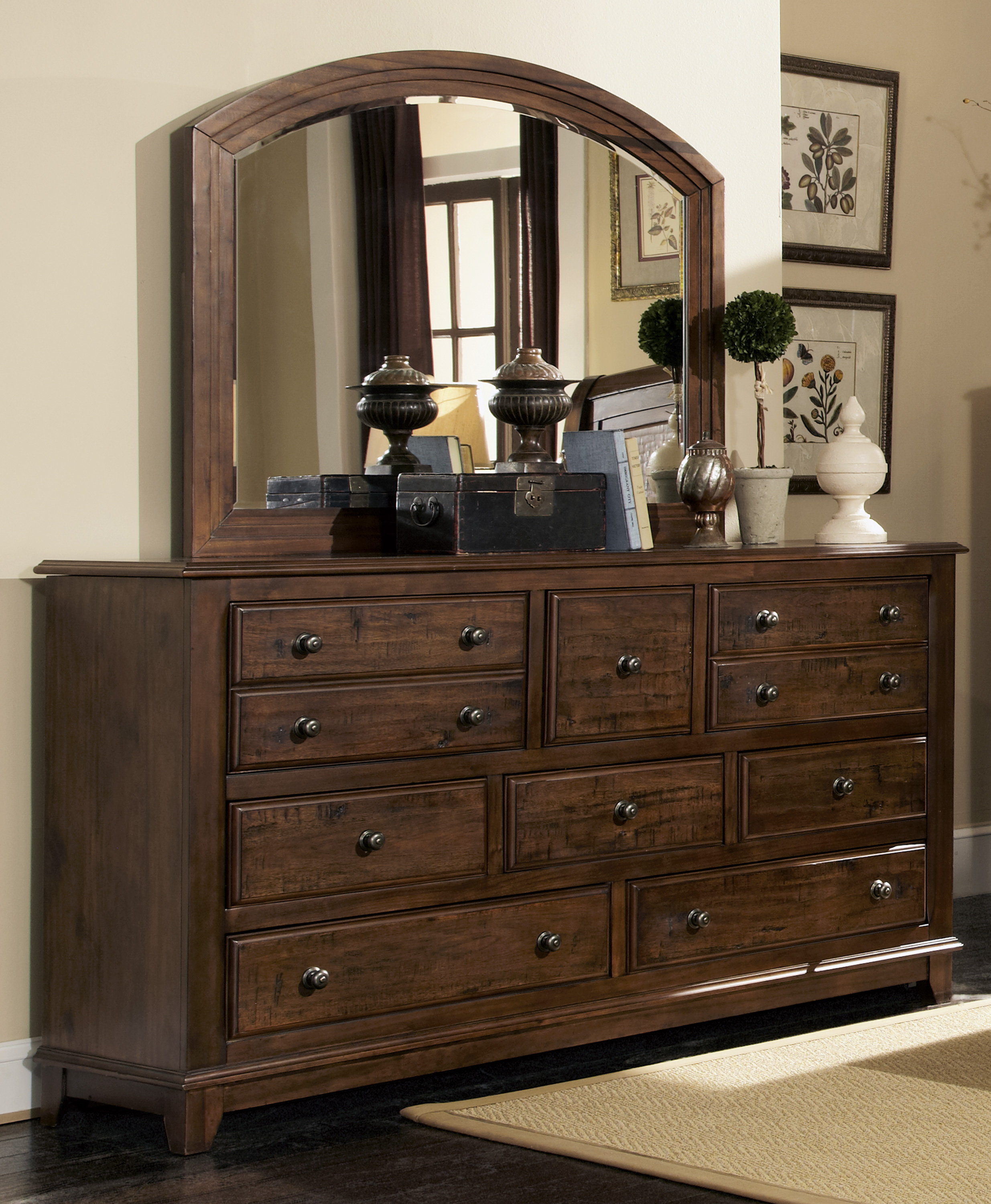 Millwood Pines Lando 10 Drawer Dresser With Mirror Reviews Wayfair