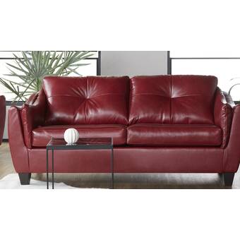 Red Barrel Studio Priddy Leather Round Arms Sofa Reviews Wayfair