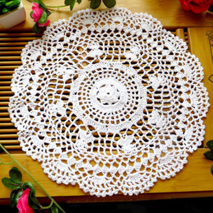 Classic Rose Lace Doily European Round 12" Table Topper Antique White 