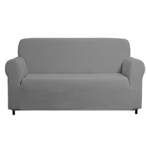 Solid Madison Stretch Jersey Grey Loveseat Slipcover
