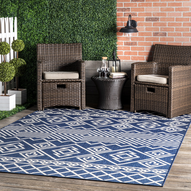 Foundry Select Alta Indoor Outdoor Power Loom Blue Rug Wayfair