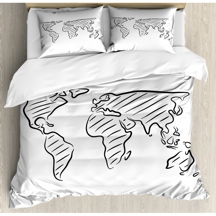 East Urban Home World Map Duvet Cover Set Wayfair