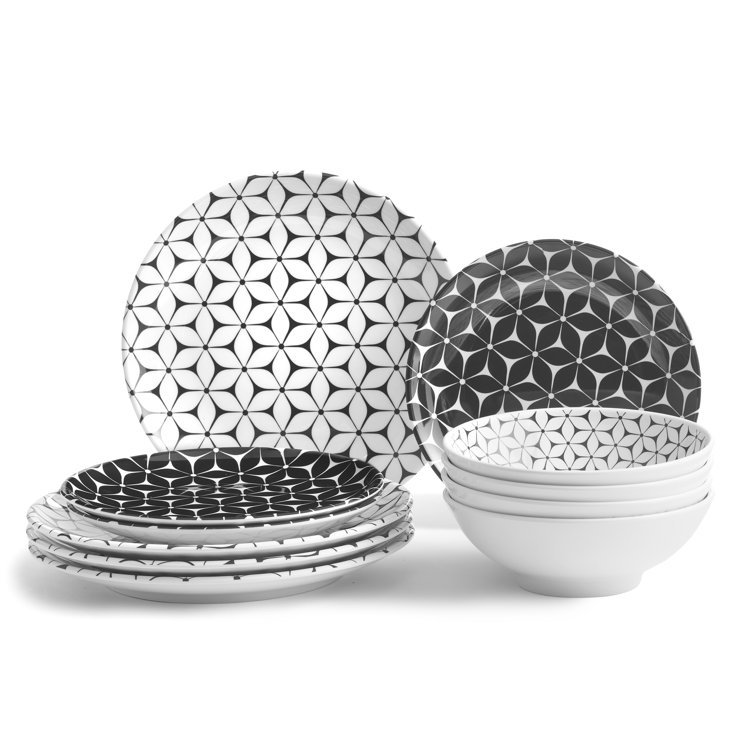 Strata 12 Piece Melamine Dinnerware Set, Service for 4