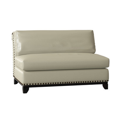 Kingsley 57 Wide Top Grain Leather Slipper Chair Omnia Leather Body Fabric Europa Pistachio Leg Color Walnut