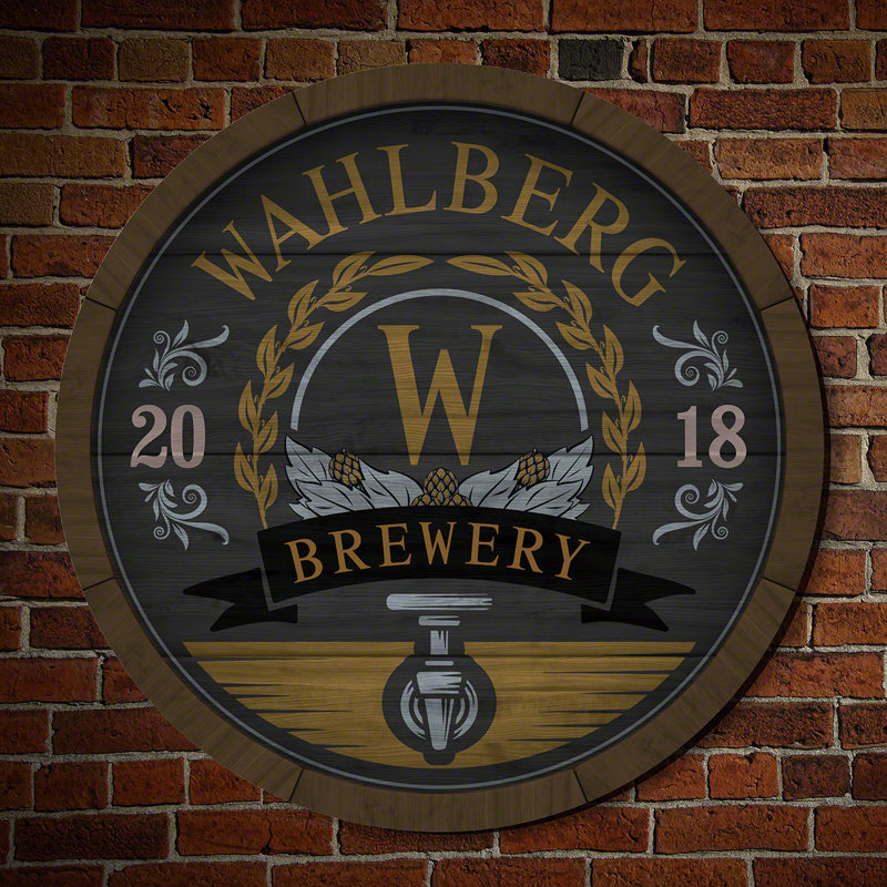 Charlton Home Wooden Keg Personalized Brewery Sign Wall Decor