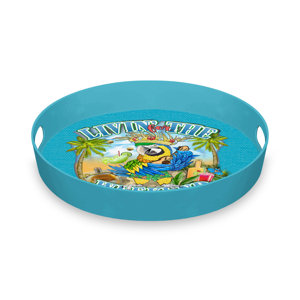 Margaritaville Livin' for the Weekend Parrot Handled Round Serving Tray
