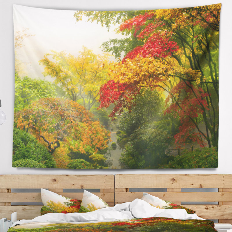Floral Colorful Maple Trees Tapestry