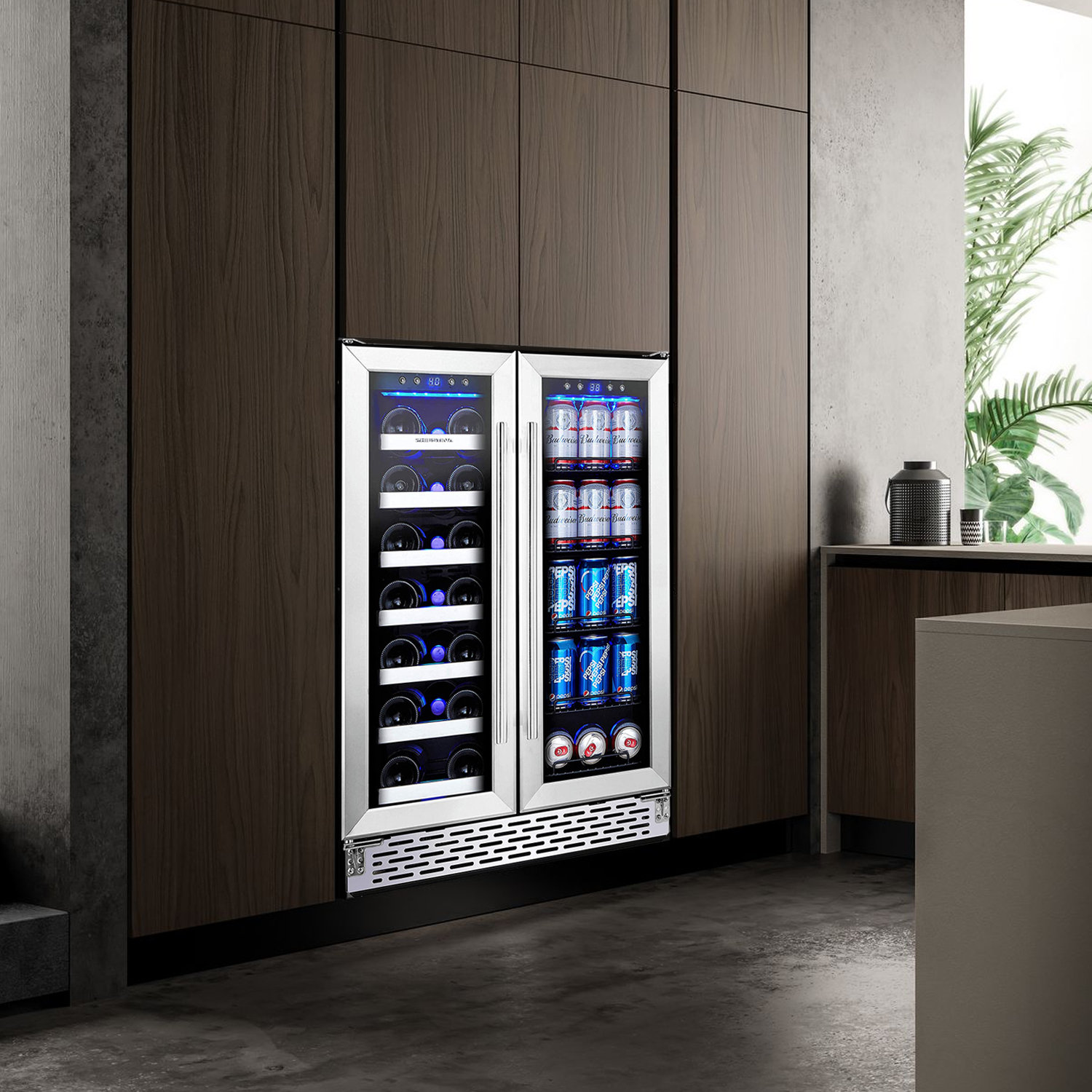 WUEHSK Wine And Beverage Refrigerator | 24 Inch Built-In Dual Zone Wine  Beer Cooler Refrigerator | Free Standing French Door Drink Fridge With  Digital Memory Temperature Control - Wayfair Canada