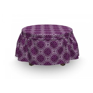 Floral Tiles Purple Tones Ottoman Slipcover (Set Of 2) By East Urban Home