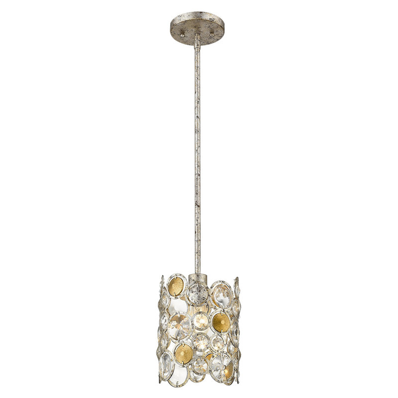 House Of Hampton Mulholland 1 Light Single Drum Pendant With Crystal Accents Wayfair