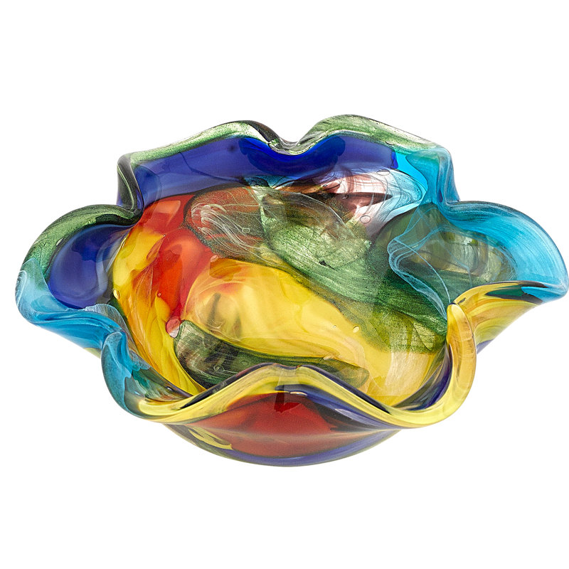Ebern Designs Copake Rainbow Murano Style Art Glass Floppy