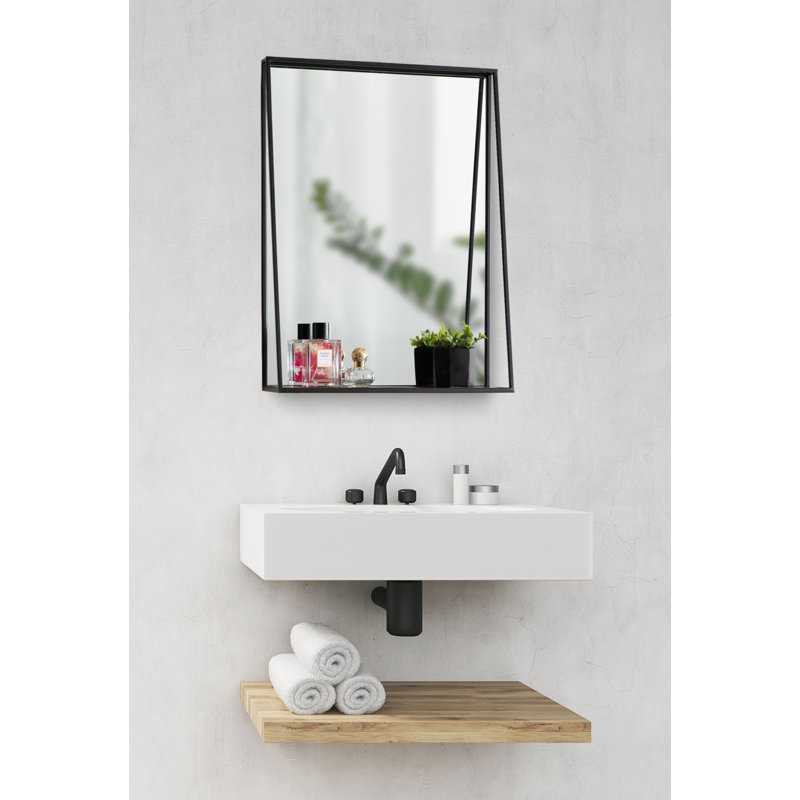 Latitude Run Lintz Metal Framed Modern Beveled With Shelf Accent