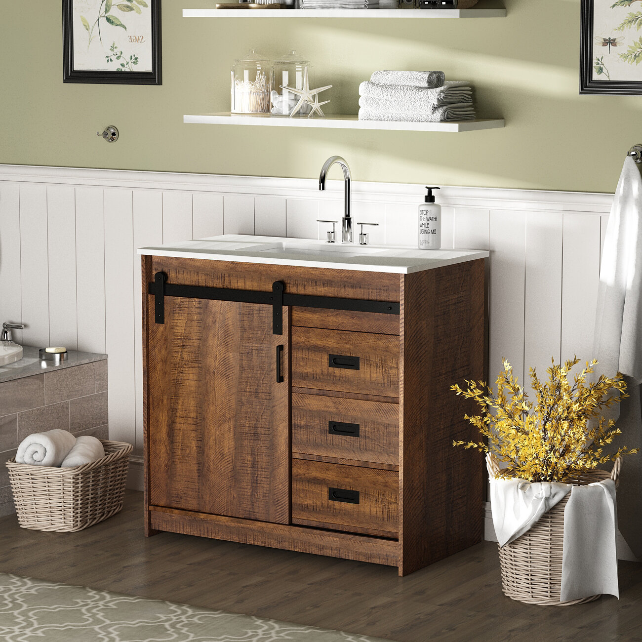 Millwood Pines 354 Inch Free Standing Bathroom Vanity With