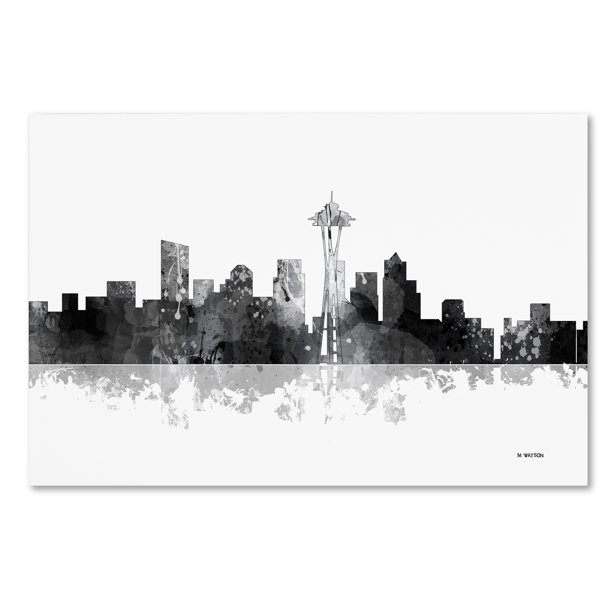 Trademark Art Seattle Washington Skyline Bg 1 Graphic Art Print On Wrapped Canvas Wayfair