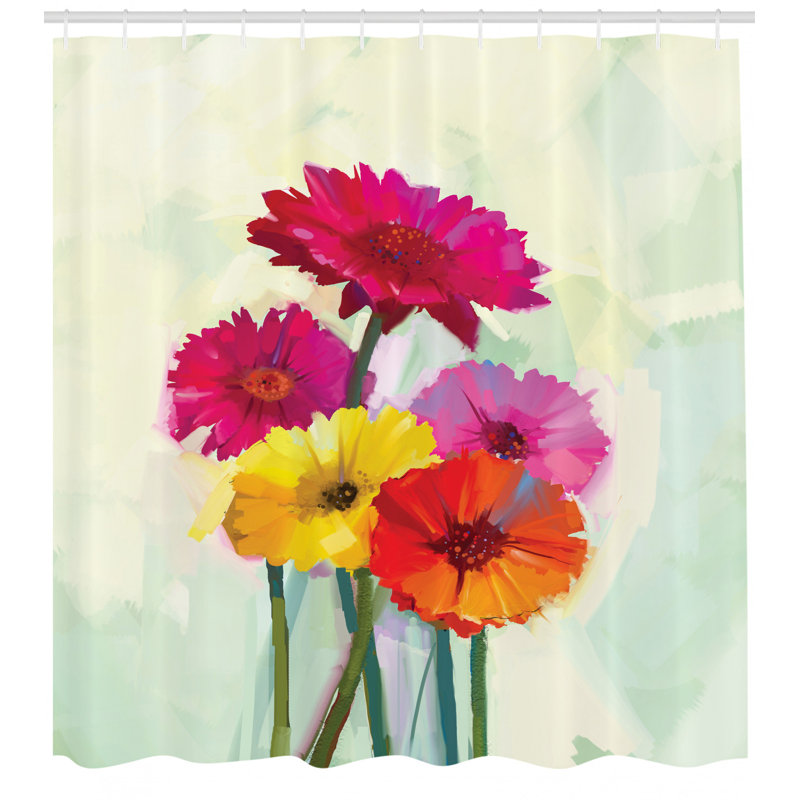 East Urban Home Gerber Daisy Shower Curtain Set Hooks Wayfair